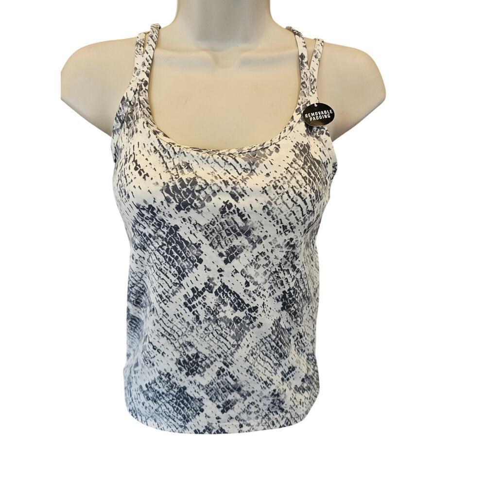 NWT XS Victoria's Secret PINK snakeskin built in bra body shaping tank exotic ^